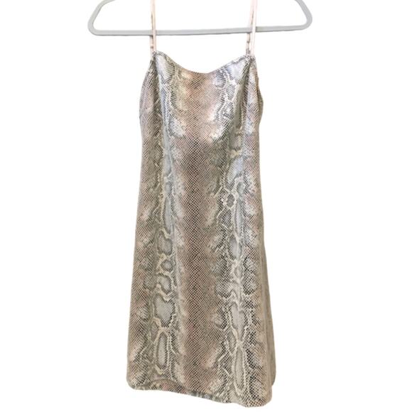 Urban Outfitters Snakeskin Mini Dress Medium 90s Y2K Baddie Animal Print Grunge - Picture 3 of 7